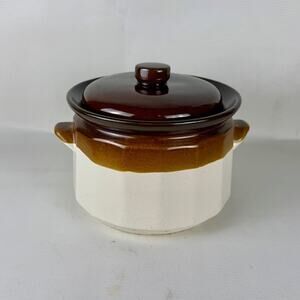 Vintage Stoneware Casserole Polygon - Casserole Dish with Lid